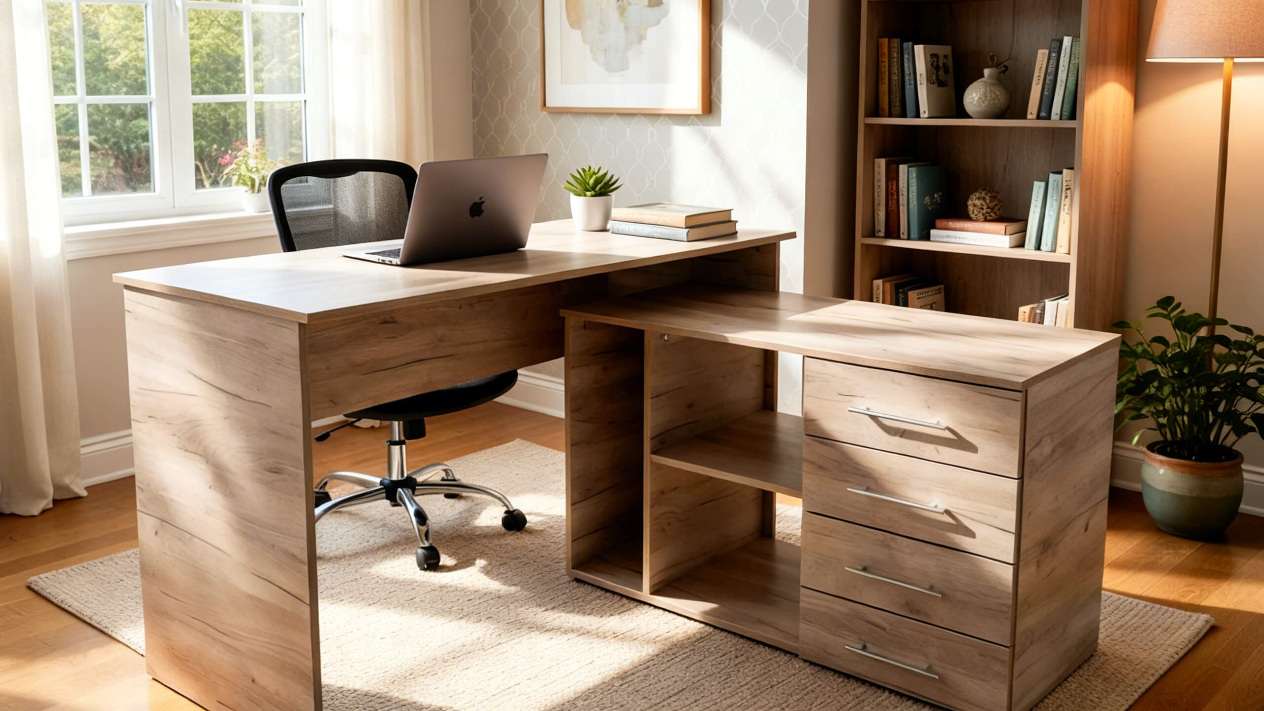 Офисный стол с дополнительной тумбой