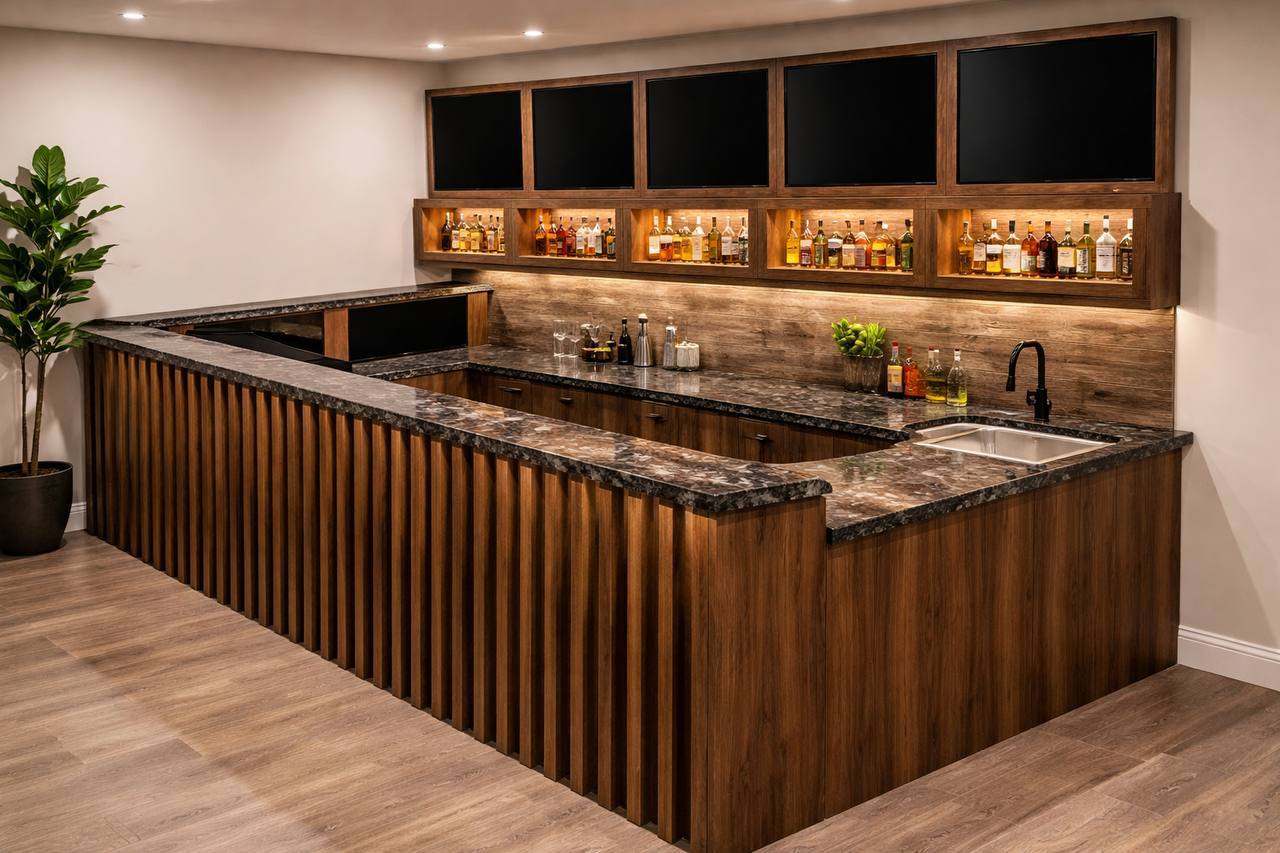 Столешница с элементами барной стойки