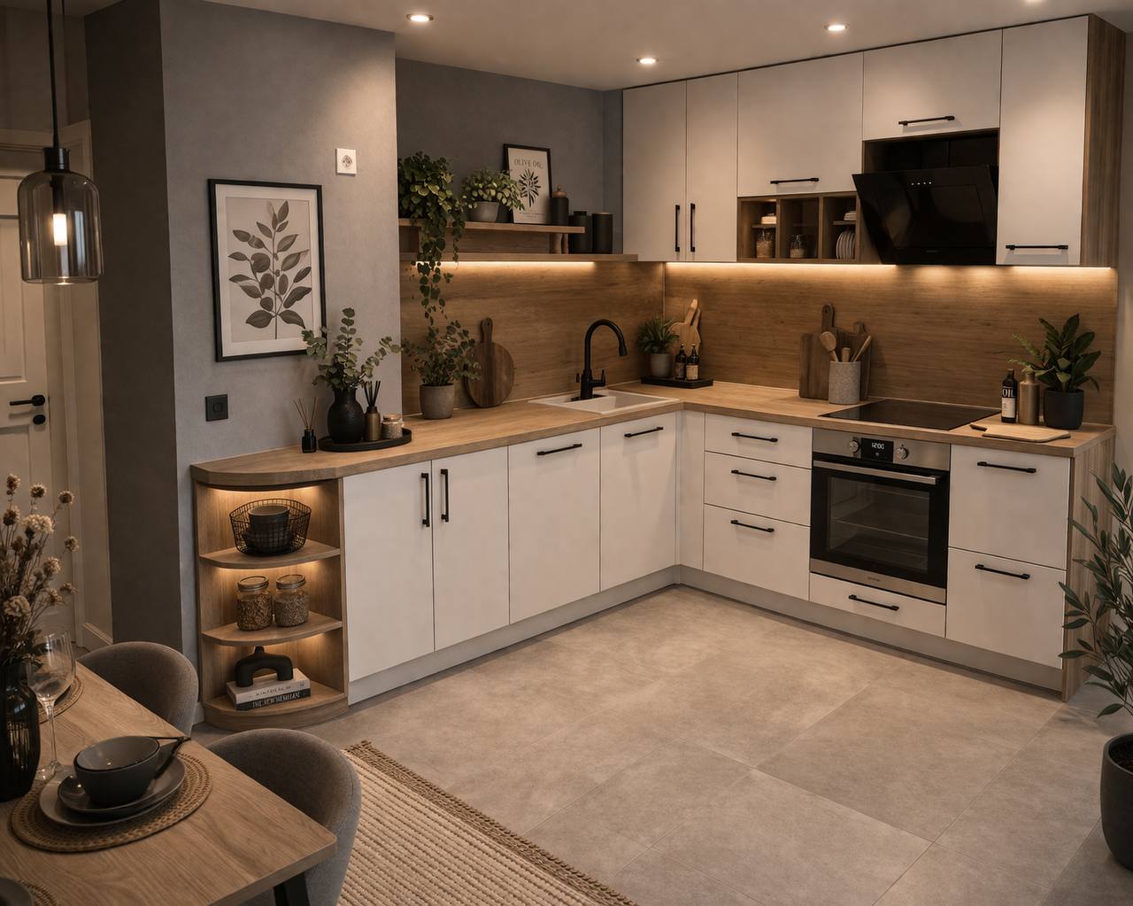 Угловая кухня с L-образной компоновкой