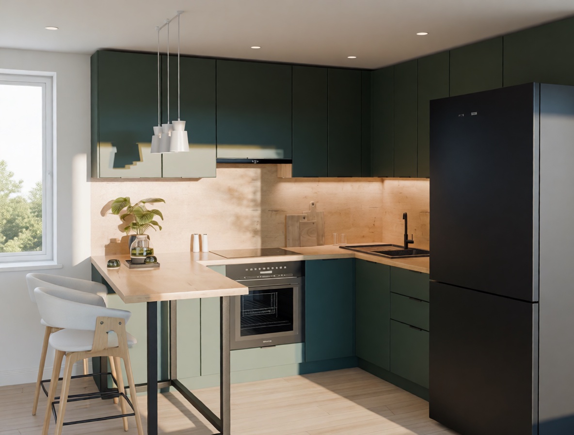 Угловая кухня с барной стойкой